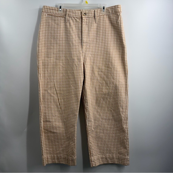Madewell Pants - Madewell Tan Checkered Wide Leg Pants